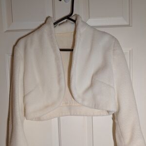 White Faux Fur Bolero Jacket  No Tags